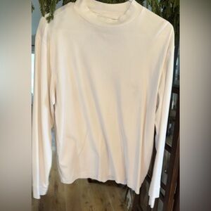 Cream Long Sleeve mock Turtleneck Top